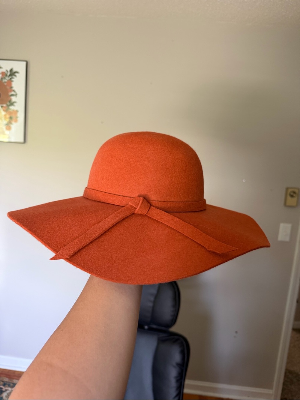 Wide Brim Felt Floppy Hat in Burnt Orange